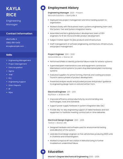 Engineering Manager Resume