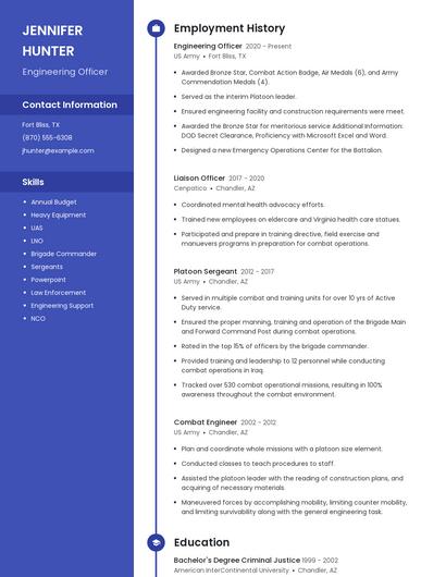 Engineering Officer Resume