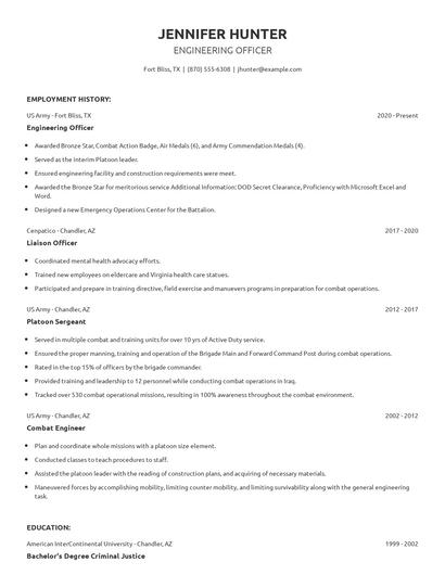 Engineering Officer Resume