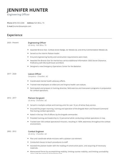 Engineering Officer Resume