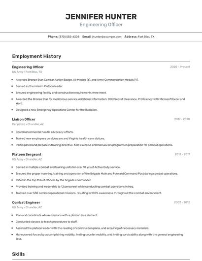 Engineering Officer Resume