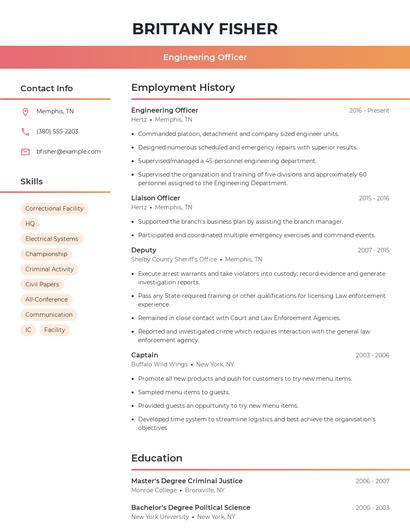 Engineering Officer Resume