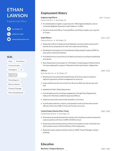Engineering Officer Resume