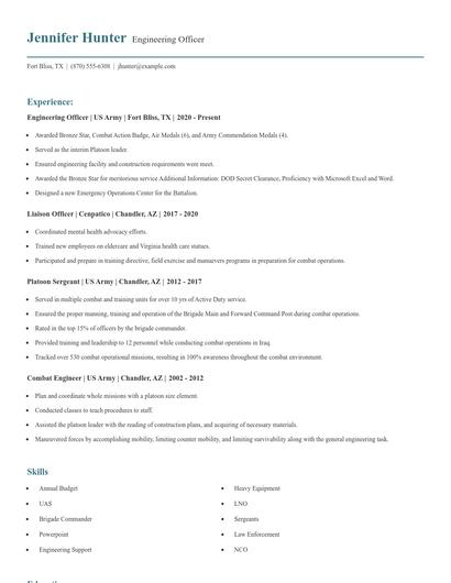 Engineering Officer Resume