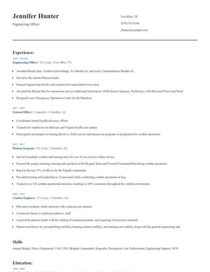 Engineering Officer Resume