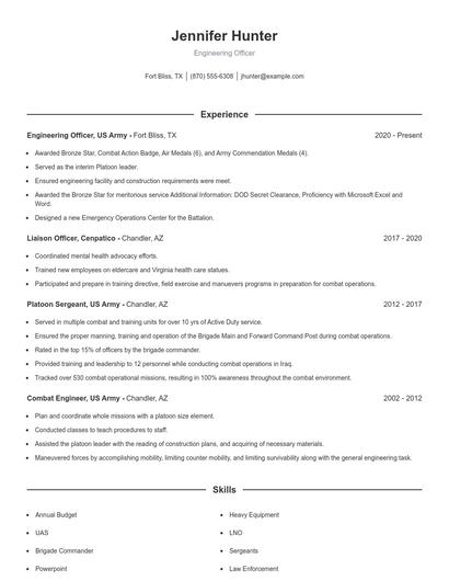 Engineering Officer Resume