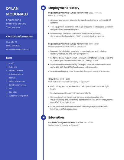 Engineering Planning Survey Technician Resume