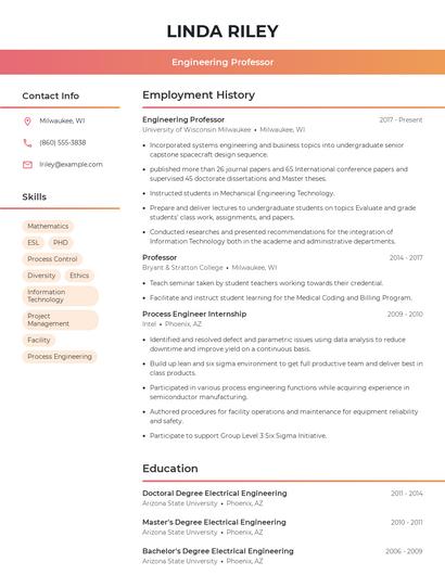 Engineering Professor Resume