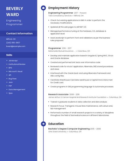 Engineering Programmer Resume