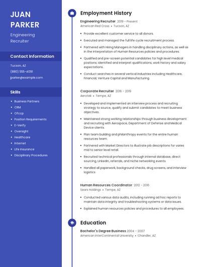Engineering Recruiter Resume