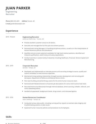 Engineering Recruiter Resume