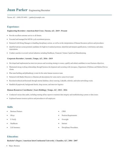 Engineering Recruiter Resume