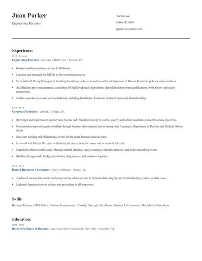 Engineering Recruiter Resume