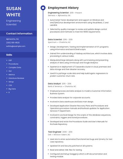 Engineering Scientist Resume