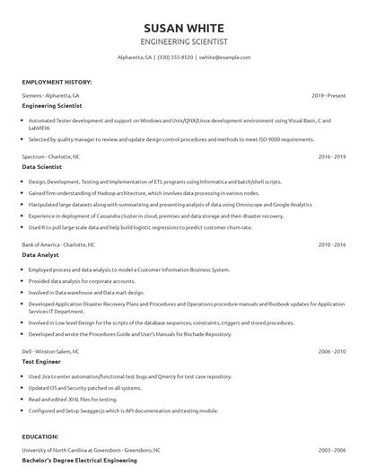 Engineering Scientist Resume