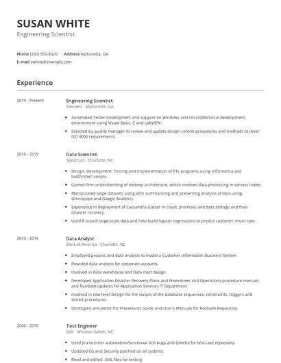 Engineering Scientist Resume