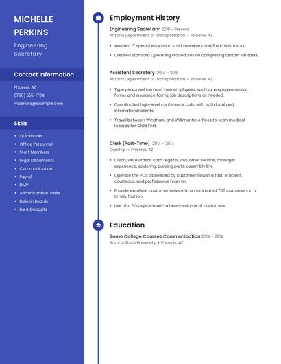 Engineering Secretary Resume