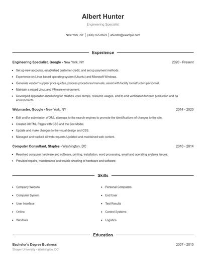Resume example 1