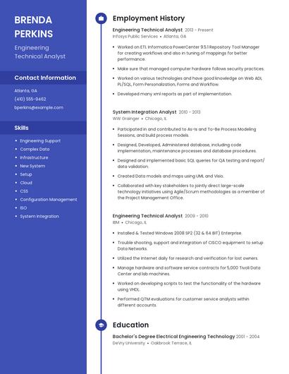 Engineering Technical Analyst Resume