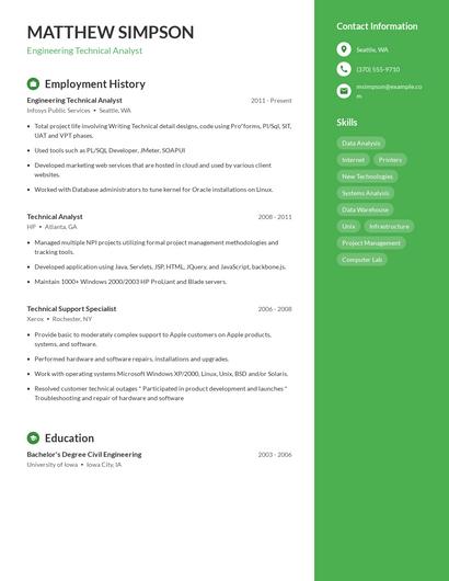 Engineering Technical Analyst Resume