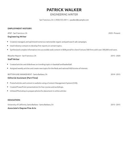 Engineering Writer Resume