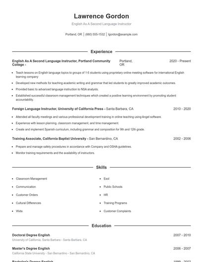 Resume example 1