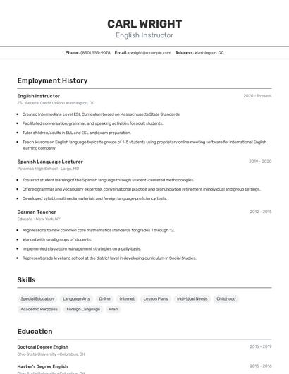 Resume example 2
