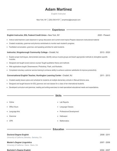 Resume example 1