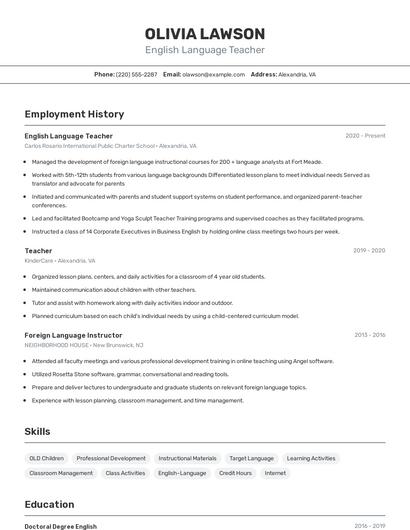 Resume example 2