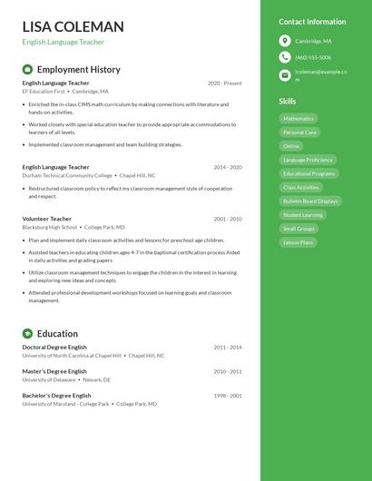 Resume example 5