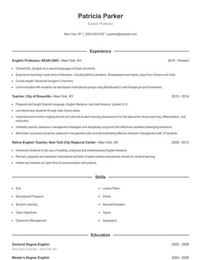 Resume example 1