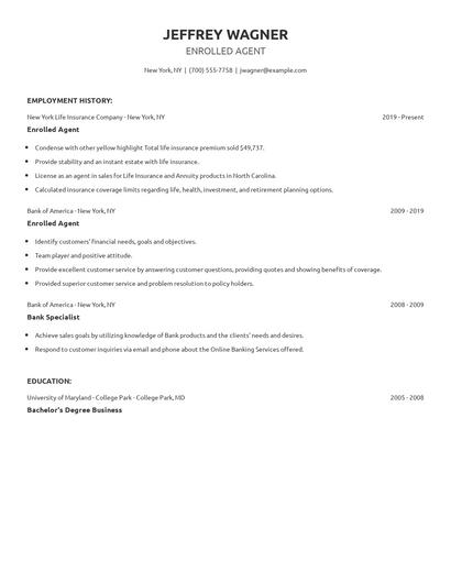 Enrolled Agent Resume