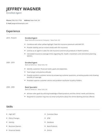 Enrolled Agent Resume