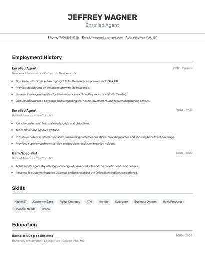 Enrolled Agent Resume