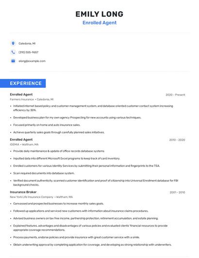 Enrolled Agent Resume