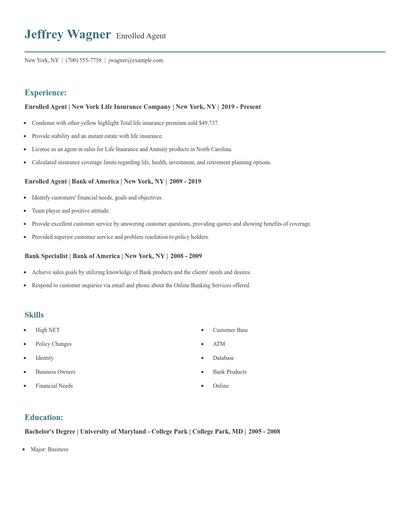 Enrolled Agent Resume