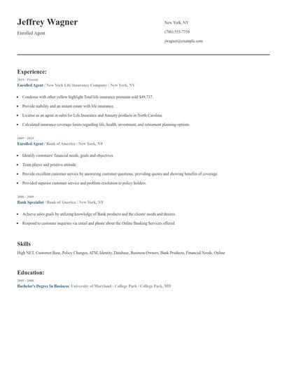 Enrolled Agent Resume