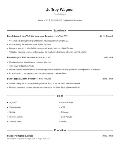 Enrolled Agent Resume