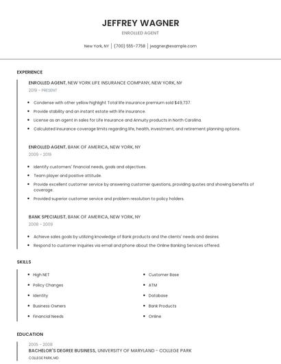 Enrolled Agent Resume