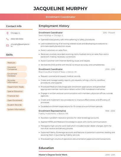 Enrollment Coordinator Resume