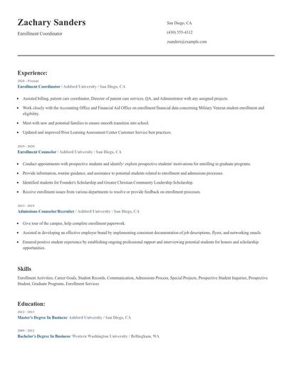 Enrollment Coordinator Resume