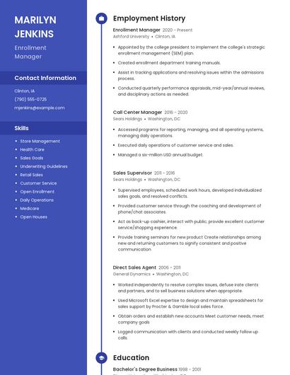 Enrollment Manager Resume