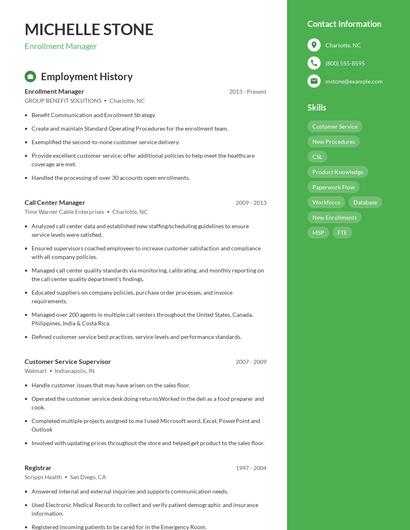 Enrollment Manager Resume
