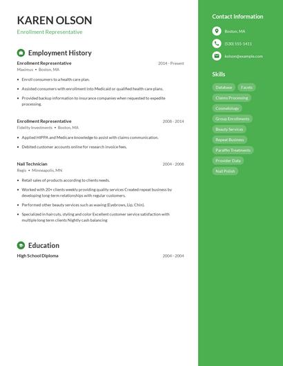 Enrollment Representative Resume