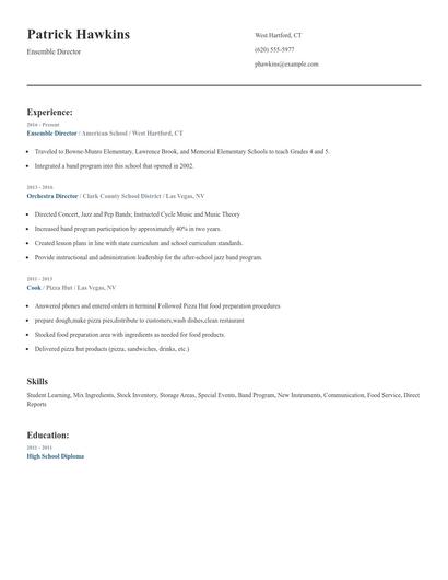 Ensemble Director Resume