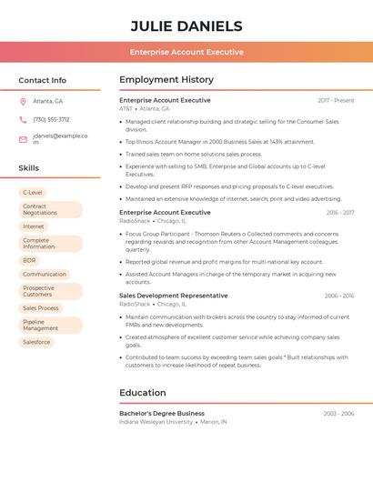 Enterprise Account Executive Resume