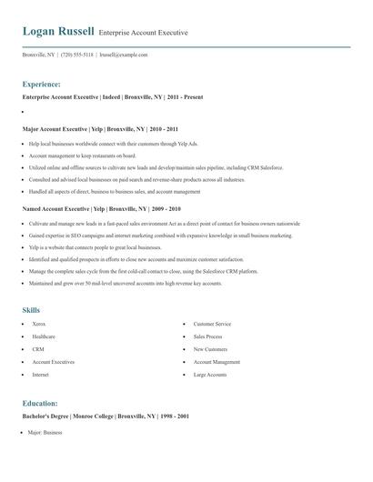 Enterprise Account Executive Resume