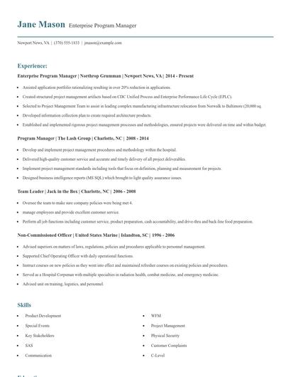 Enterprise Program Manager Resume