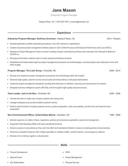 Enterprise Program Manager Resume