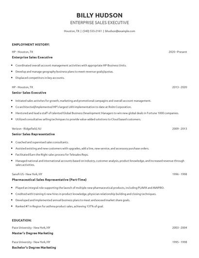 Enterprise Sales Executive Resume